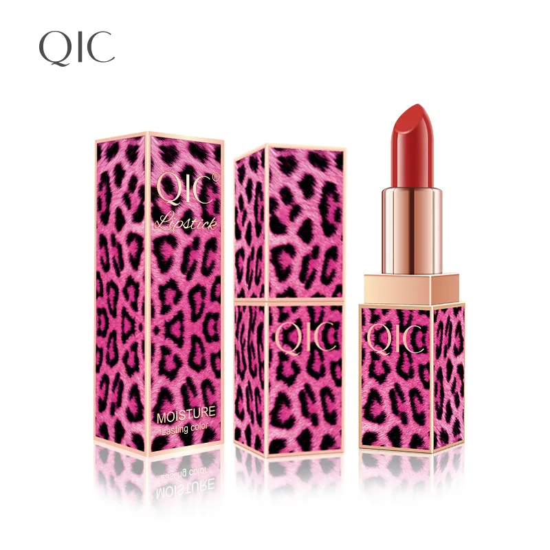 

QIC New Fashion Red Leopard Lipstick Moisturizing Easy To Wear Matte Lip Stick Lipgloss Retro Red Makeup 6 Color Options