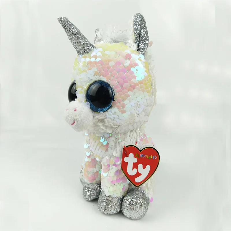TY Beanie Boos 15cm white sequin Unicorn Dog Owl Danger Alpaca Dragon Plush Toys Big Eyes Eyed Stuffed Animal Soft Toy Kids Gift
