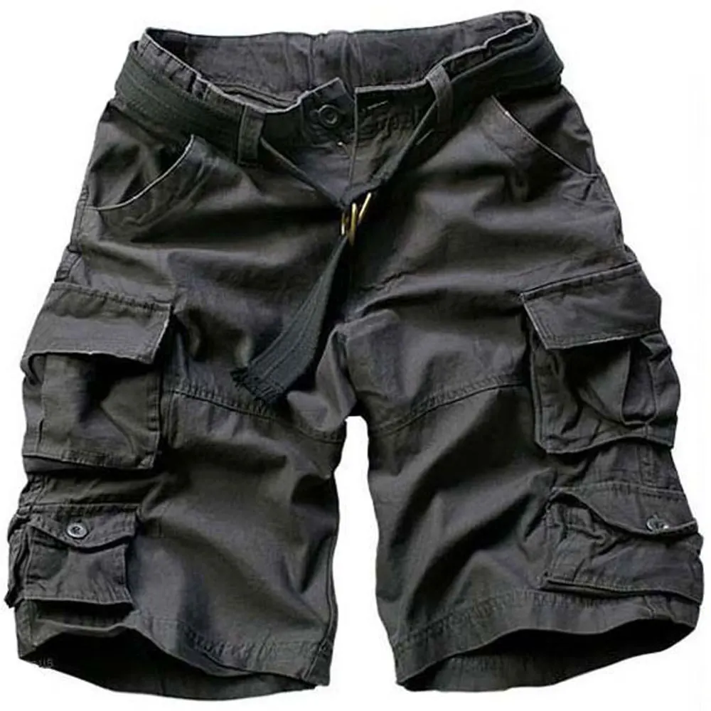 Новые модные летние стильные мужские камуфляжные шорты хлопок повседневные камуфляжные шорты мужские карманы пляжные шорты мужские карго шорты - Цвет: Темно-серый