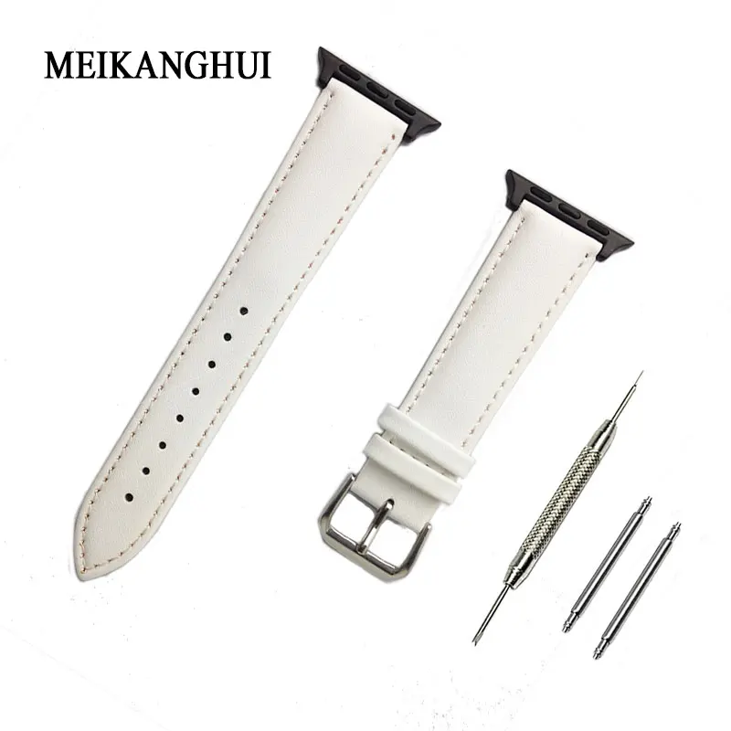 

38mm Band leather watchband imports bright side Apple iwatch strap female white Woman watch Bands Pulseras Free Shipping