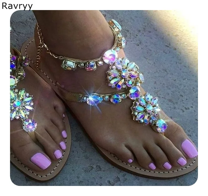 2018 Crystal Shoes Summer Flipflop Woman sandals bling bling rhinestone ...
