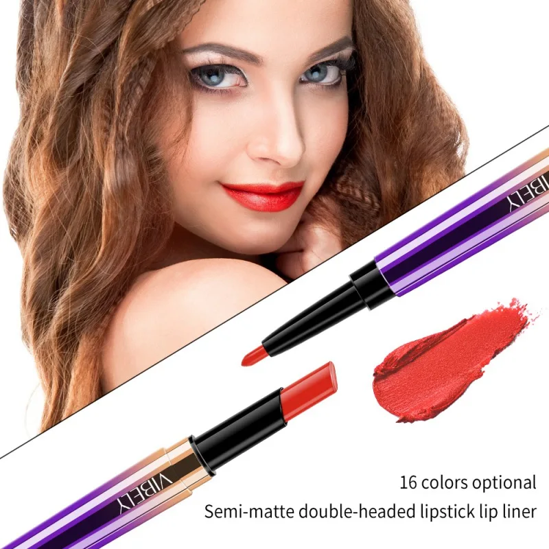 

16 Colors Double Head Lipstick Pencil Waterproof Lasting Red Lip Tint Stick Matte Liner Pen Lipstick Lipliner Makeup Maquiagem