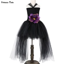 Черное платье-пачка для девочек Новинка, Детский карнавальный костюм ведьмы на хеллоуин для девочек, детская Карнавальная фантазия, праздничные платья, одежда От 1 до 14 лет