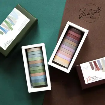 

12 pcs/lot Fall Rainbow Masking Washi Tape Set Crafts and Scrapbooking Paper Decor Japanese Stationery Office Supplies