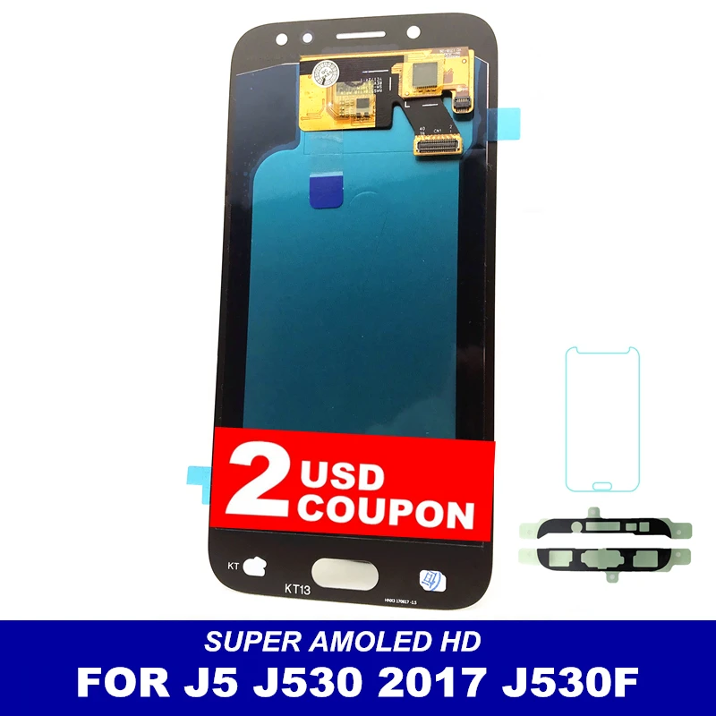 

Full Digitizer AMOLED LCDs For Samsung Galaxy J5 2017 J530 J530F J530M Phone LCD Screen Display Touch With Brightness Adjustment