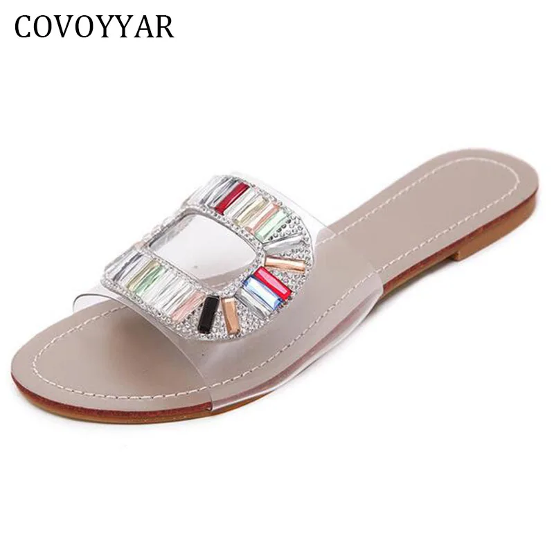 Clearance Sale! Colorful Rhinestone Women Sandals Slippers Summer Slip On Flat Slides Casual ...