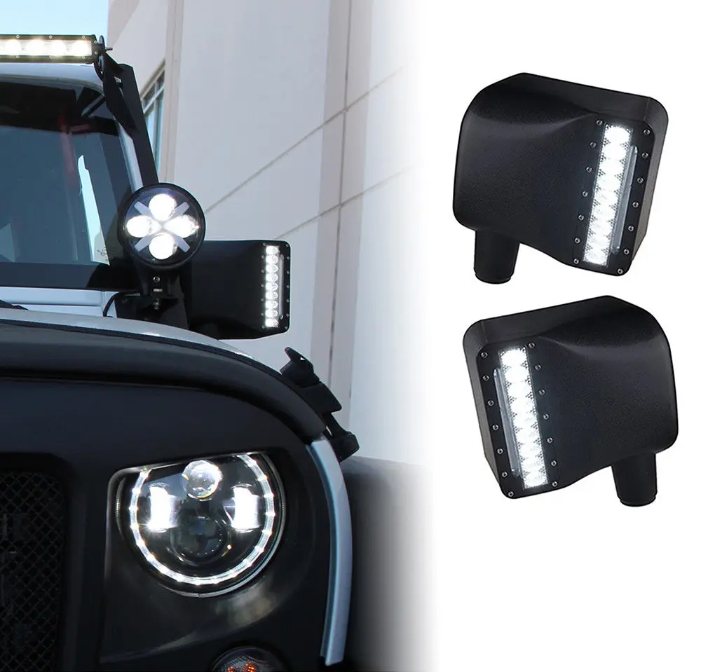 Светодиодный Корпус зеркала с белым и янтарным сигналом поворота для 07-18 Jeep Wrangler