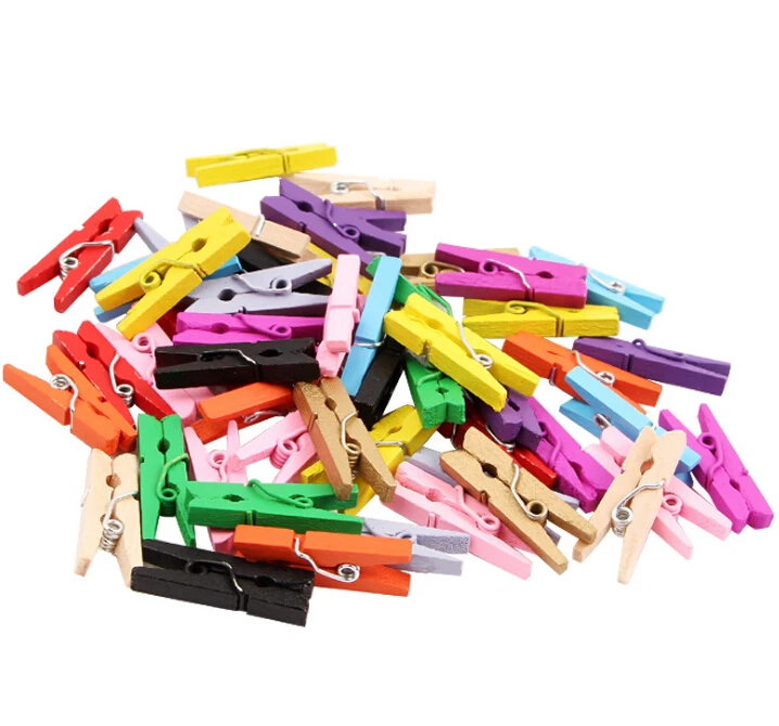 $7.64 200Pieces 2.5cm Mini Wooden Clips Craft Memo DIY Clothes Paper Photo Peg Decoration Office Supplies