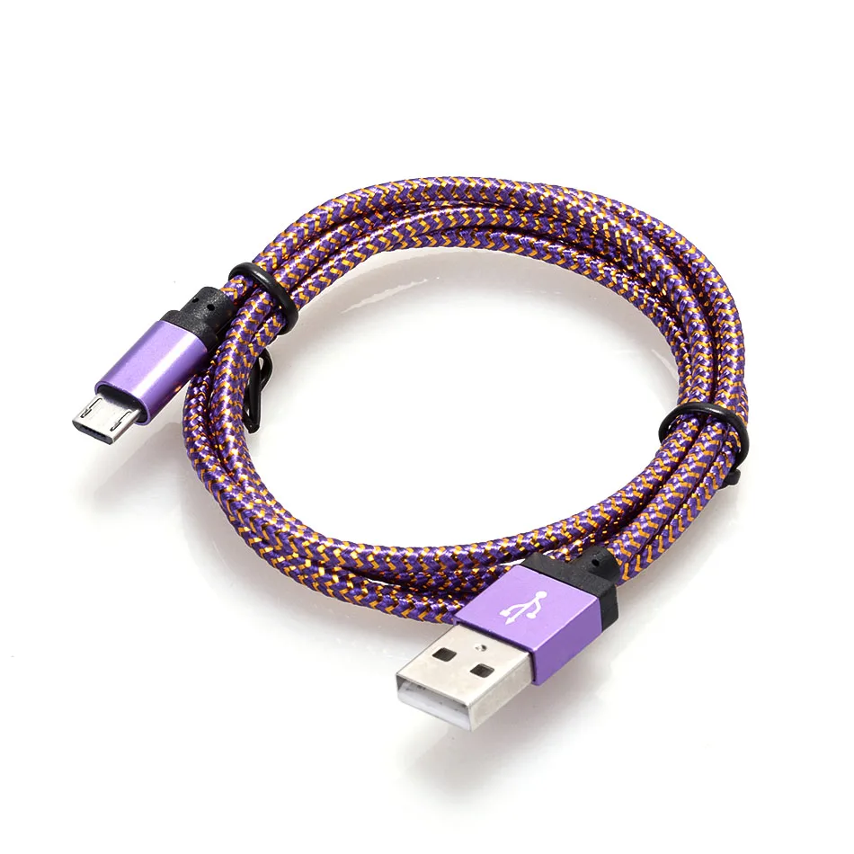 Олаф микро USB кабель 1 м 2 м 3 м 2A нейлон быстрое зарядное устройство USB кабель для передачи данных для samsung Xiaomi LG Android мобильный телефон usb кабель для зарядки - Цвет: Purple