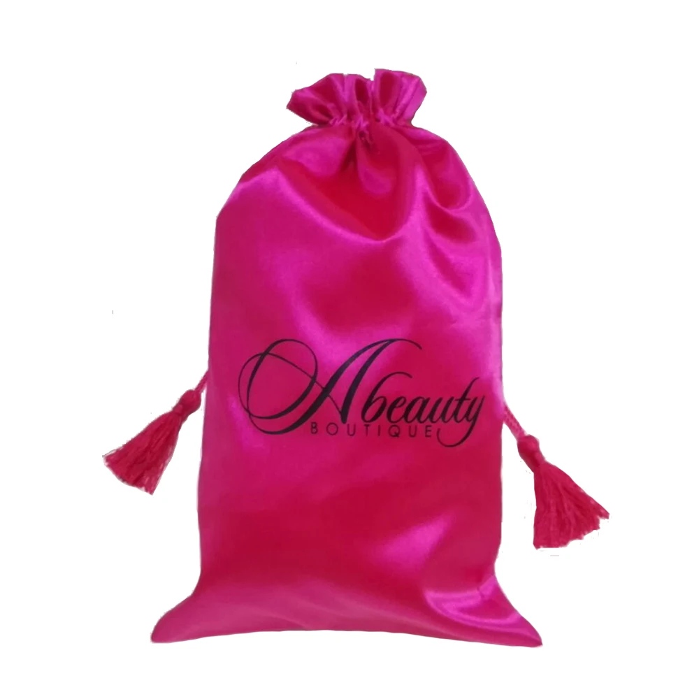 50 Pcs White Pink Black Virgin Hair Bag With Drawstring And Tassel 50 Pcs White Pink Black Virgin Hair Bag With Drawstring And Tassel Extension Bundles Satin Logo Customized In Storage Bags From Home Garden
