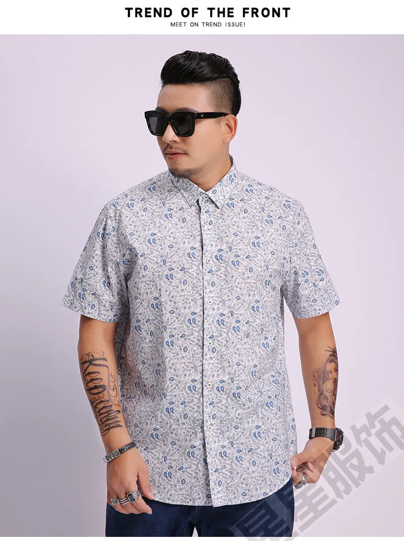Плюс 8XL 6XL 5XL короткий рукав для мужчин рубашка Гавайский Мужская рубашка в стиле кэжуал Fit Лето узор рубашки для мальчиков Фламинго хлопок