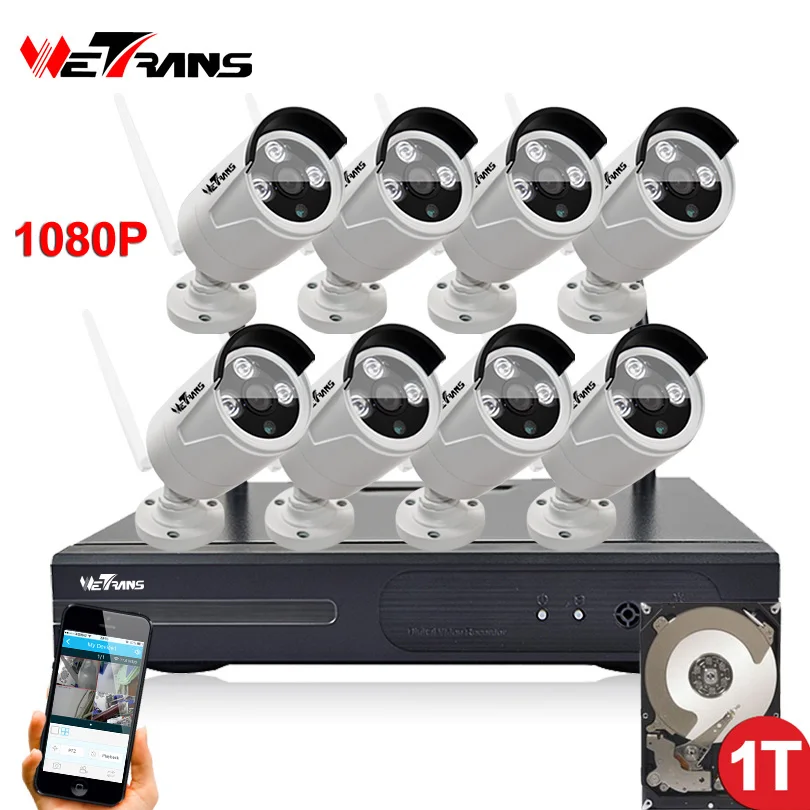 Wi fi 8 КАНАЛЬНЫЙ NVR Surveillance Kit Plug & Play P2P 2.0MP HD 1080 P 20 м Ночного Видения