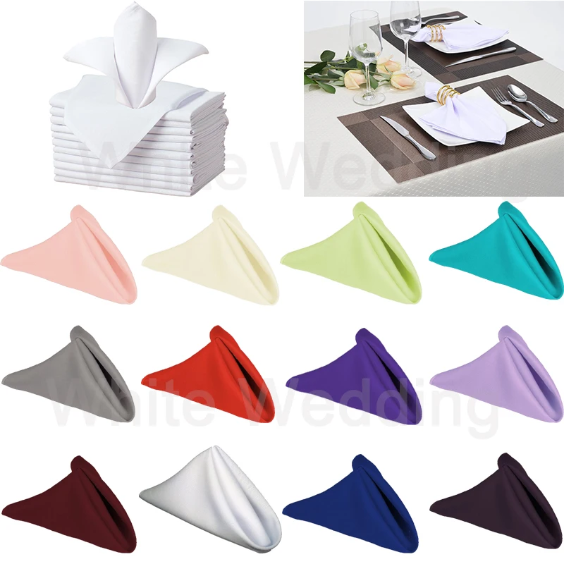 

50pcs Wedding Table Napkins 30*30cm Square Poly Fabric Napkin Pocket Handkerchief for Wedding Decoration Event Party Supplies