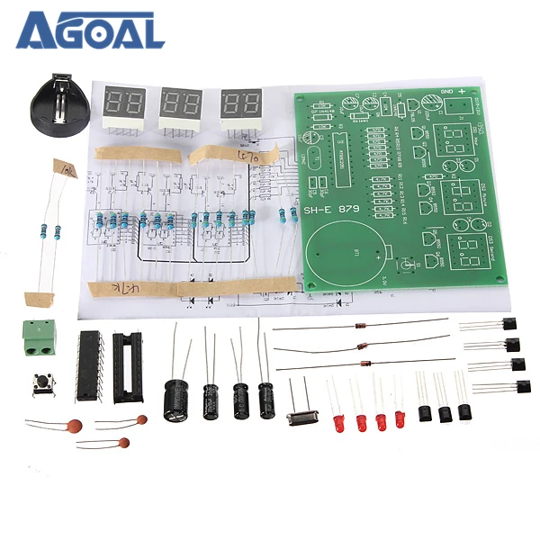 

Free Shipping 9V-12V Electronic Clock DIY Kits Module AT89C2051 6 Digital LED Tools Components parts kit