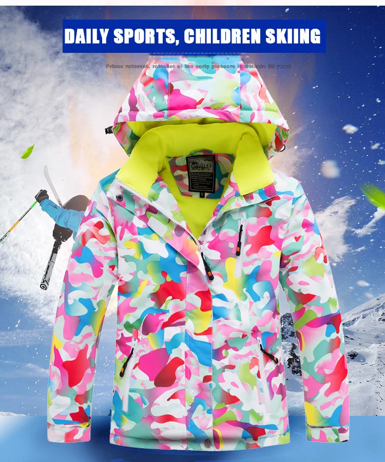 Непромокаемые куртки для сноуборда, лыжная куртка для маленьких девочек, детские лыжные куртки, теплая зимняя одежда для мальчиков, ветрозащитное пальто