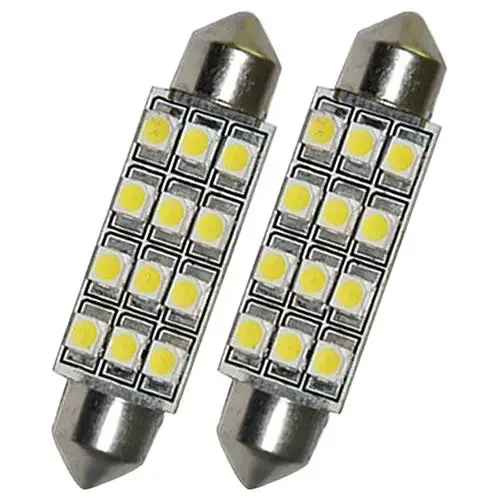 

2 Pcs Car Dome 12 3528-SMD LED Bulb Light Interior Festoon Lamp 42mm White
