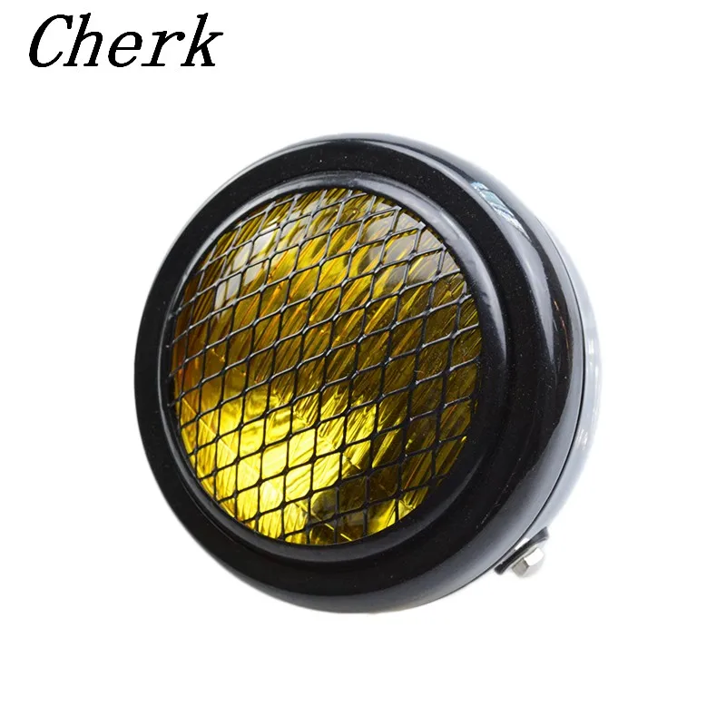 

6.5" Motorcycle Amber Projector Headlight LED Light With Head Grill For Harley Cafe Racer Bobber Old School