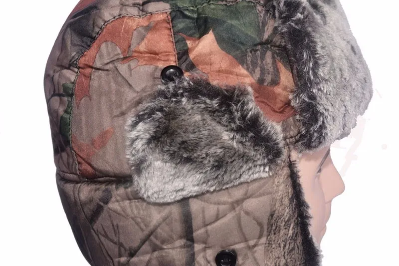 Уличная охотничья зимняя шапка, Мужская камуфляжная шапка-бомбер, шапка для русских охотников