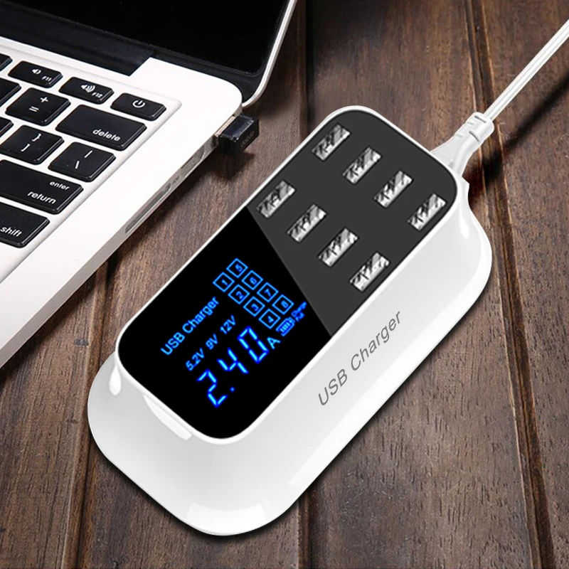 

Quick Charge multi USB Charger Adapter For iPhone Samsung Xiaomi Fast Charging Charger HUB Led Display Wall Charger EU US Plug