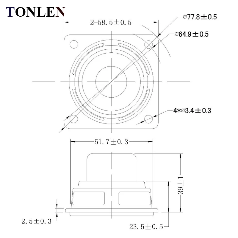 TONLEN 2 шт. 4 Ом 15 Вт полный спектр динамик DIY Беспроводной bluetooth динамик 25 core 58 мм NdFeB магнитный резиновый край HIFI динамик