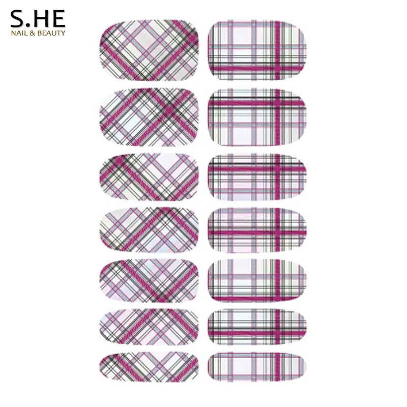 

Beauty 1 Sheet Plaid Design Nail Stickers Full Cover Nail Art Water Decals Wraps Manicure Tools Free Shipping