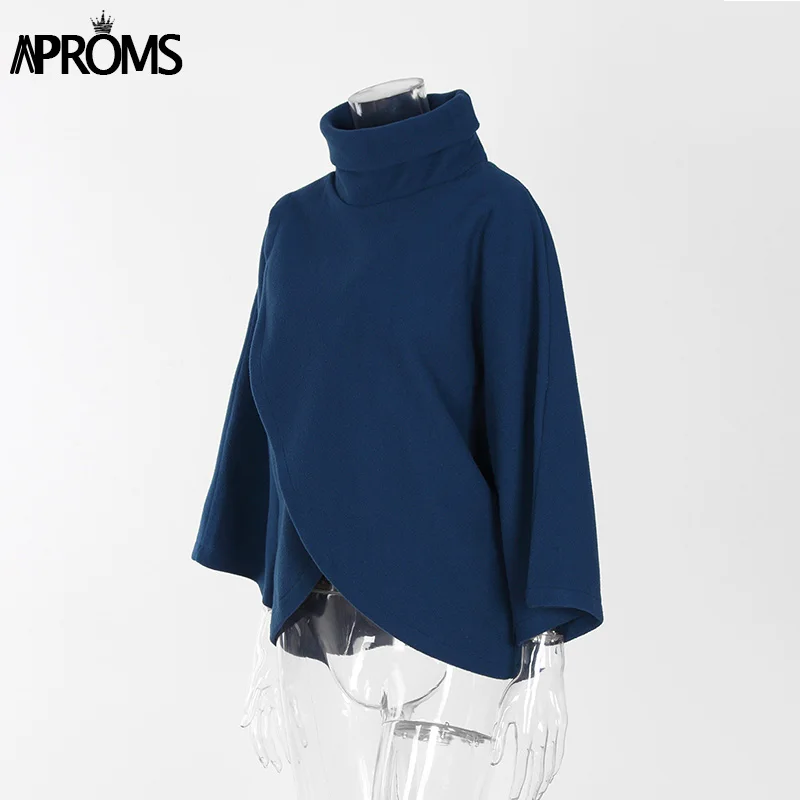 Aproms Elegant Gray TurtLeneck Irregular Blouse Womens 3/4 Sleeve Casual 90s Loose Top Street Fashion Wide Cuffs Shirt Blusas Aproms Elegant Gray TurtLeneck Irregular Blouse Womens 3/4 Sleeve Casual 90s Loose Top Street Fashion Wide Cuffs Shirt Blusas