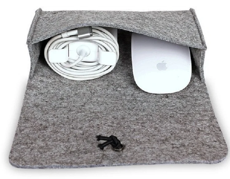 Wool Felt Coque for Macbook Dell HP Asus USB Charge Pouch Mouse Bag Pouch for Macbook Air Pro Retina 11 13 15 Mouse Charge Bag     (6)