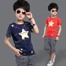 Boy Print Cotton Blouse Children Baby Boys Blouse 100% Cotton T-Shirts Kids Ink Pentagram Clothes