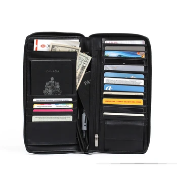 

2018 New Arrival Multifunction Solid Genuine Sheep Leather Long Clutch Wallet Passport Cover Credit Holder Free Shipping