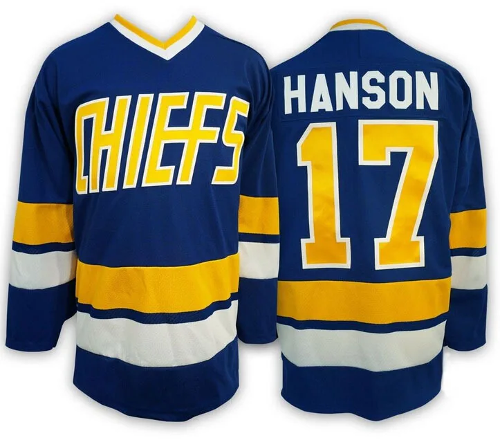 

Hockey Jersey 17 Hanson Brothers Jersey Charlestown Chiefs Ice Hockey Jersey White Blue All Stitched Movie Jerseys Free Shipping
