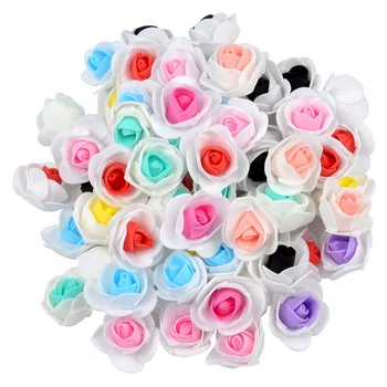 

500pcs 3.5cm Duotone Artificial Flower Rose Heads For DIY Wreath Home Wedding Decoration Cheap Fake Foam Flowers Accessories
