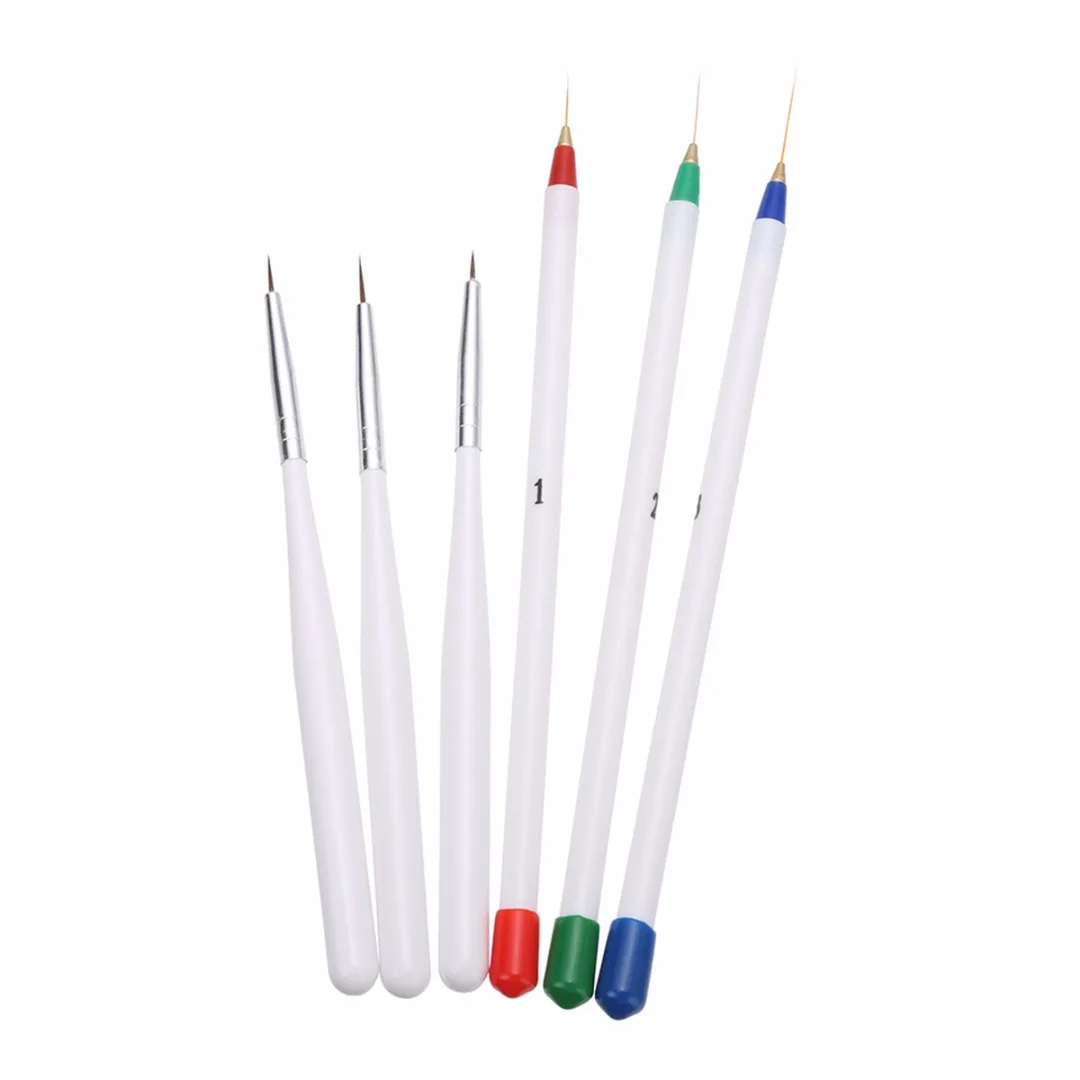6pcs Professional Nails Brush UV Gel Fine Line Liner Drawing Brushes Tiny Nail Art Painting Pen Tool Set Mayitr