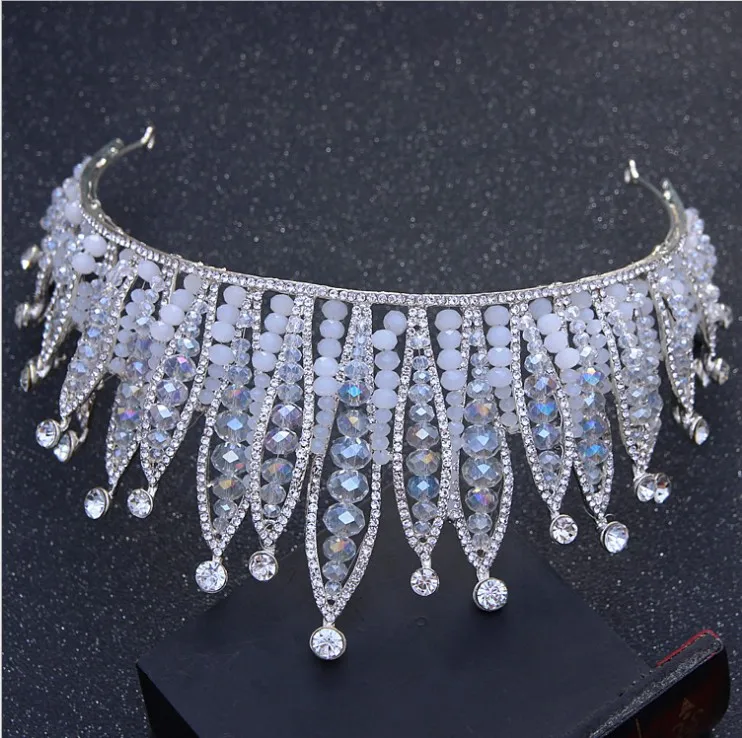 Marca de Alta-grade Grande Tiara de Cristal Big Crown Jóias Cabelo da Mulher Strass Casamento Crown Hairwear Acessórios  (2)