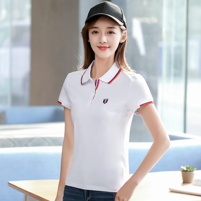 

Women Polo Shirts Short Sleeve shirts Embroidery Casual Women Shirts Women Tops Cotton Women Tees Female Shirts #3046