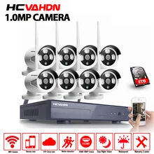 1080 P 8CH Беспроводной CCTV система NVR 1.0MP ИК внешняя цилиндрическая камера Водонепроницаемый Wi-Fi P2P IP Камера 720 P камера наружного видеонаблюдения комплект