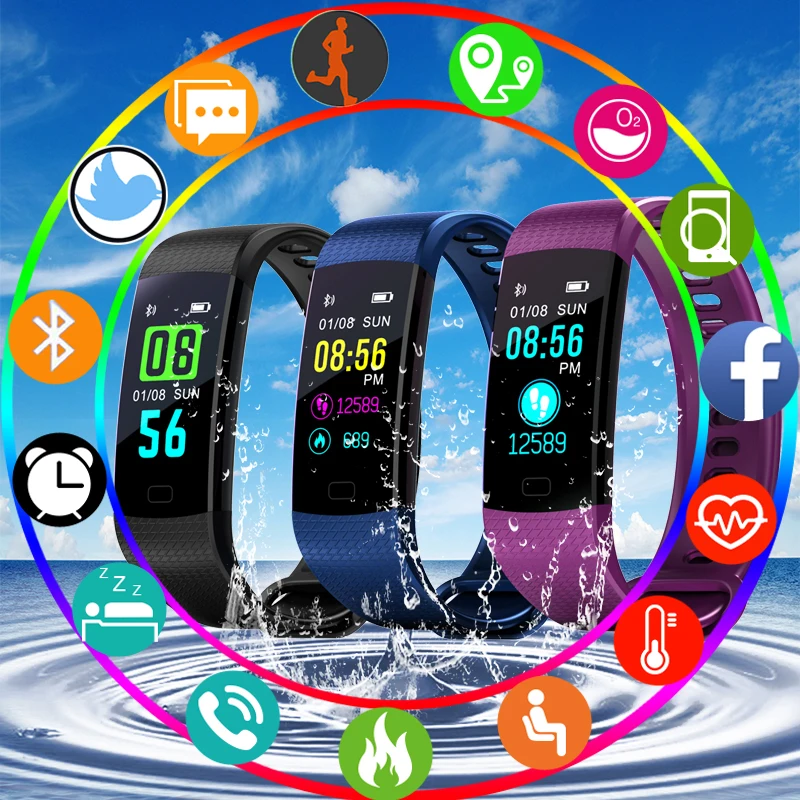 50 шт./лот Y5 Smart Сердечного ритма крови Давление монитор Фитнес трекер Смарт браслеты Смарт-часы Smartband Для мужчин