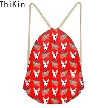 THIKIN бультерьер цветочный узор женские мешки с Кулиской красные большие пляжные сумки забавные собаки девушки мешок мода Softback хранения
