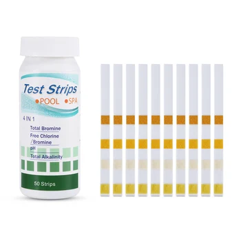 

50Pcs 4 In 1 Swimming Pool Spa Test Strips Free Chlorine pH Bromine Total Alkalinity Water Test Tool DX88