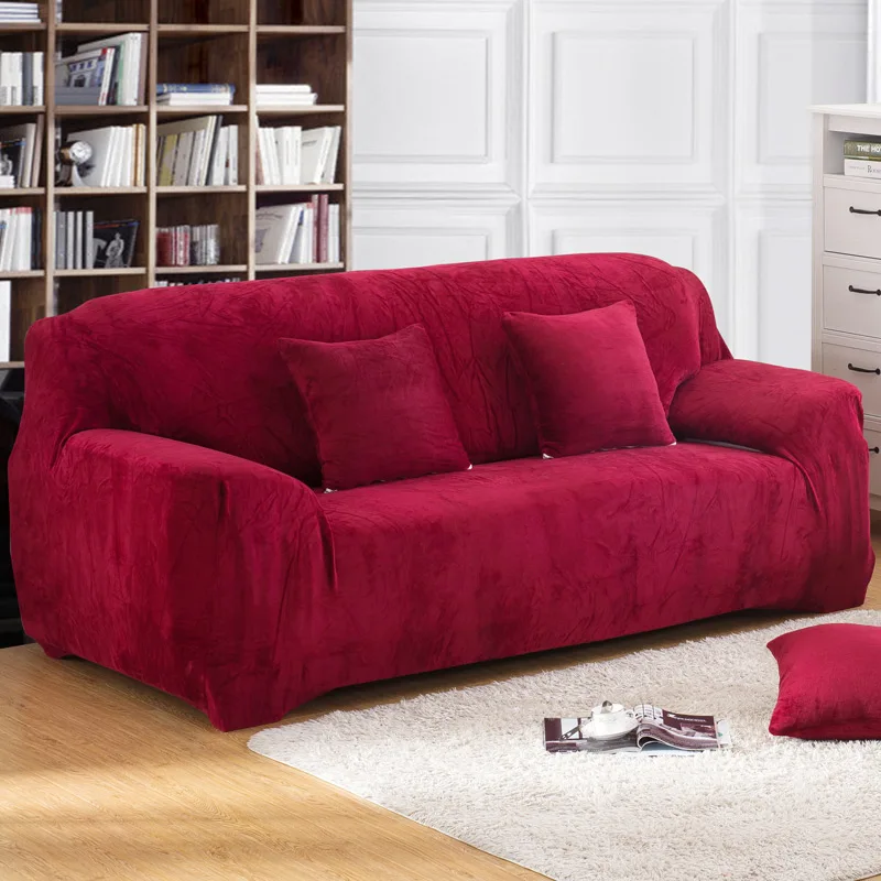 Серый/однотонный плюшевый чехол для дивана эластичный чехол для дивана стрейч чехол для дивана угловой секционный l-образный диван-чехол для гостиной - Цвет: Color 6