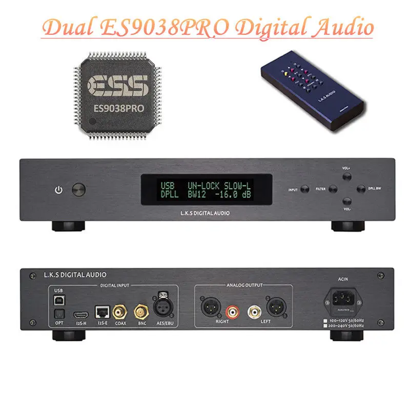 

Nobsound Dual-core ES9038PRO DAC Digital to Analog Converter Audio Decoder DSD USB OPT