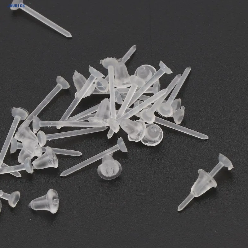 JAVRICK 50 шт. невидимые пластиковые пустые серьги шпильки с силиконовая серьга