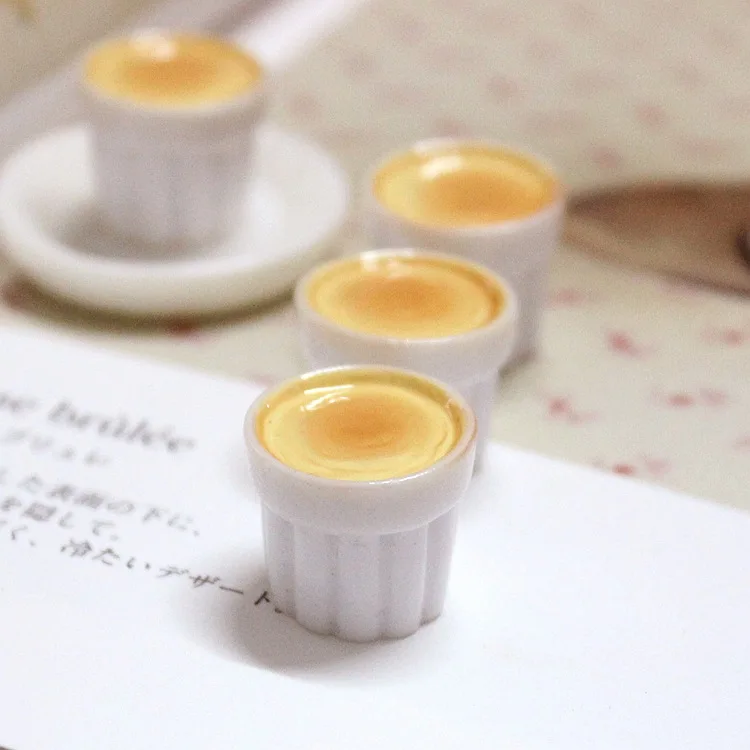 100pcs/lot resin solid simulation food pudding cup 17*14mm kawaii cabochons crafts For Hair Cellphone Decoration