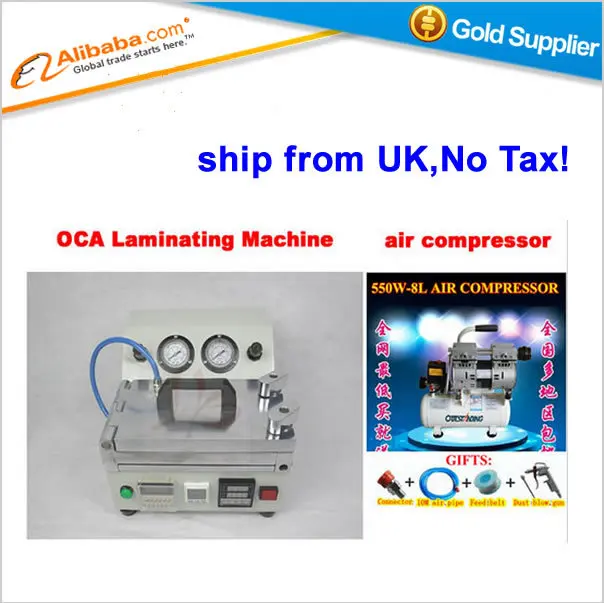 

Shipping From UK, NO Tax! Vacuum laminator mobile phone LCD refurbishment OCA laminating machine + Air compressor