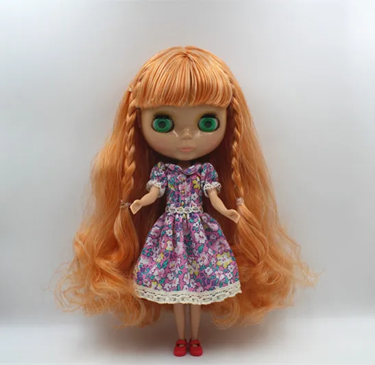 Blygirl Глубокий фиолетовый вьющиеся волосы Blyth Кукла Черная кожа Обнаженная кукла обычное тело 7 суставов может изменить макияж