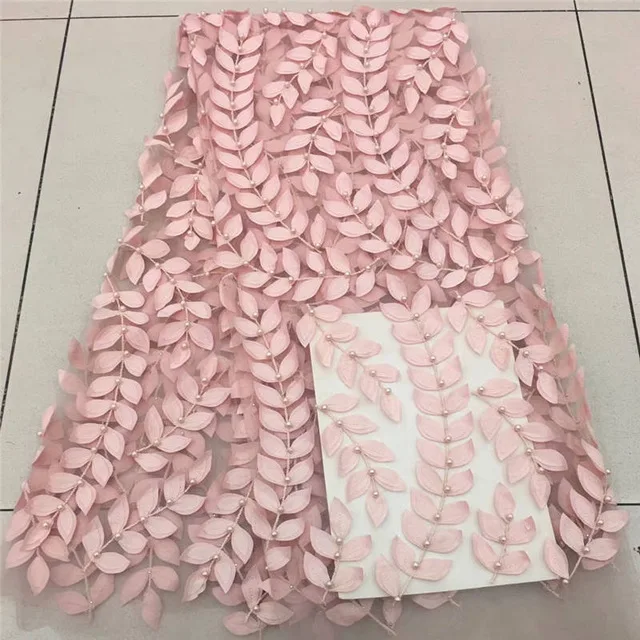 

2018 African lace fabric High Quality tulle colour Embroidered French Lace fabric with BeadS for Nigeria Dress