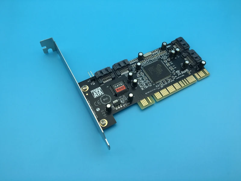 

High Quality PCI to 4 SATA Raid Card Support Low Profile Bracket Chip For SIlicom Image 3114