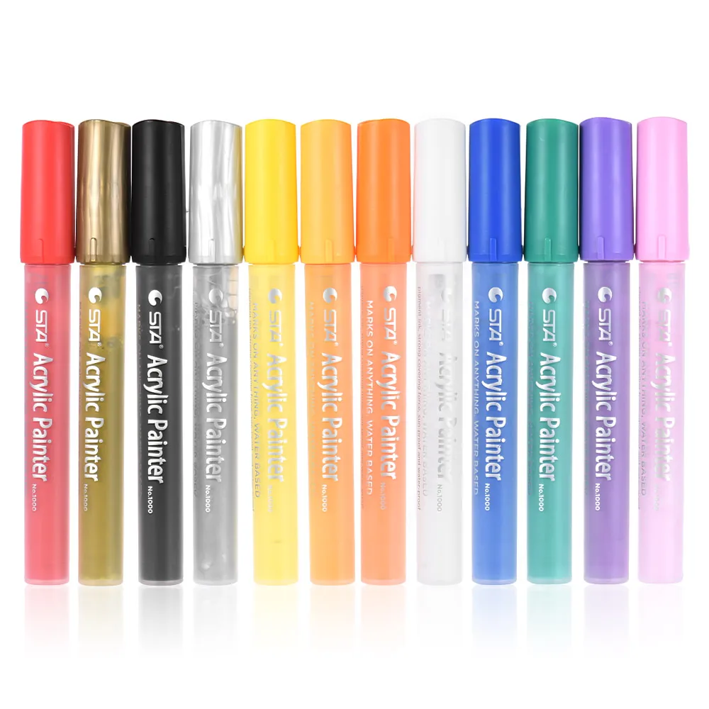 12 Colors Acrylic Painter Colorful Marker Marking Pen Highlighter Permanent Candy Color for DIY Drawing Supplies Children | Канцтовары