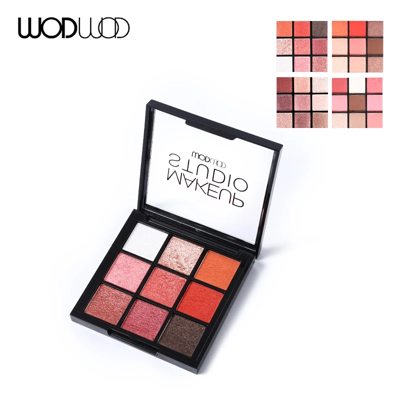 WODWOD бренд Make Up 9 цветов Палитра теней для век Матовая мерцающая пудра тени для век водонепроницаемые мягкие на ощупь шелковистые текстуры долговечные