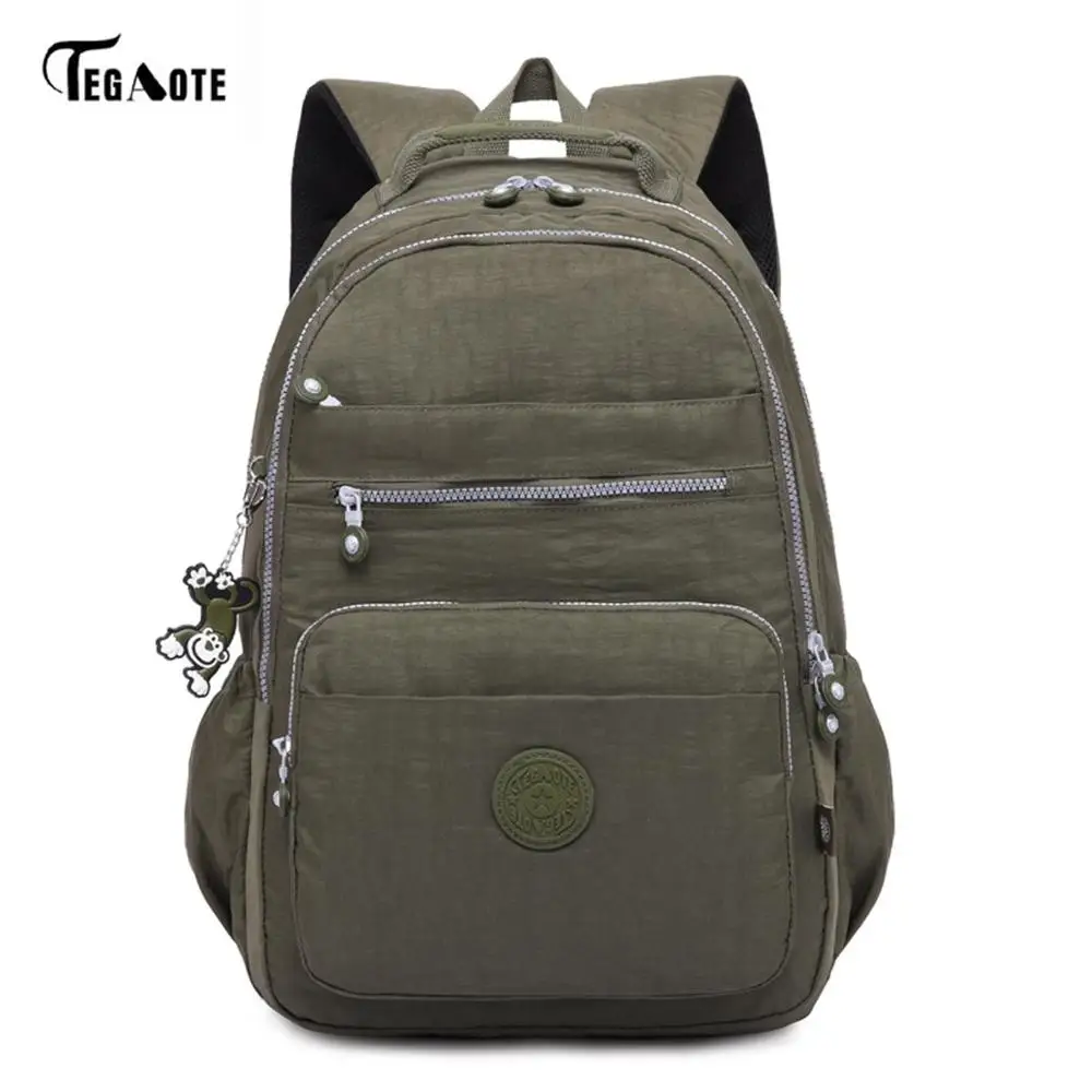 TEGAOTE брендовый рюкзак для ноутбука, женские дорожные сумки, многофункциональный рюкзак, водонепроницаемый нейлоновый школьный рюкзак для подростков - Цвет: Армейский зеленый