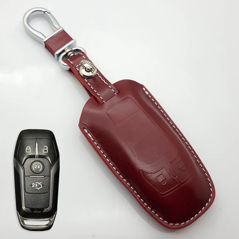 Кожаный чехол для брелка с ключом 2013 2014 2015 2016 Ford Fusion Mustang Explorer aurus F 150 брелок ключей